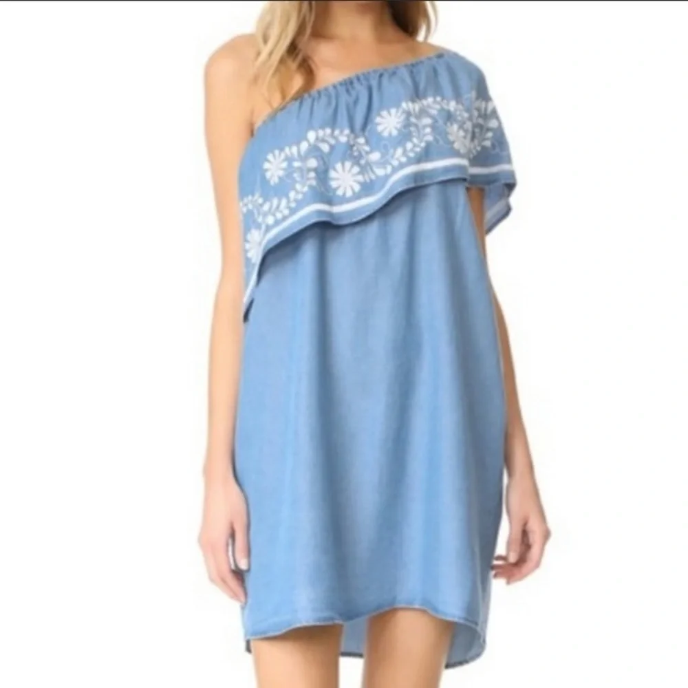 Rebecca Minkoff Embroidered One Shoulder Dress